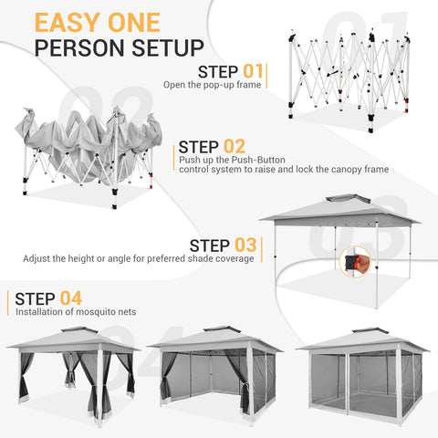 12x12ft Pop-Up Gazebo Tent with Mosquito Netting