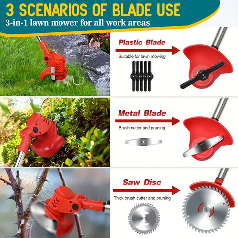 Cordless Lawn Mower Weed Trimmer for Gardens Courtyards