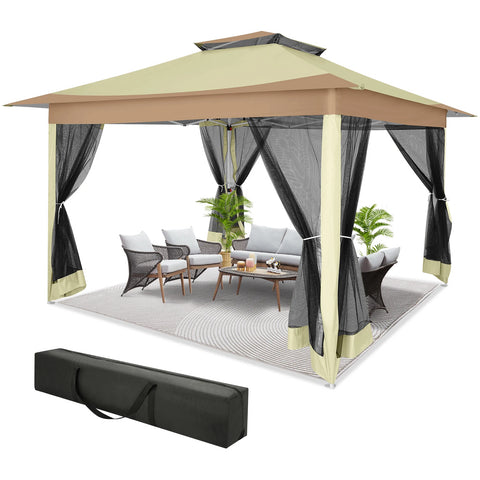 12x12ft Pop-Up Gazebo Tent with Mosquito Netting