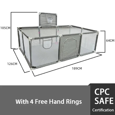IMBABY Large Gray Baby Playpen Safety Activity Fence