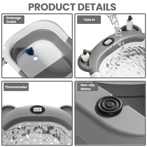 Portable Collapsible Baby Bathtub with Thermometer & Cushion
