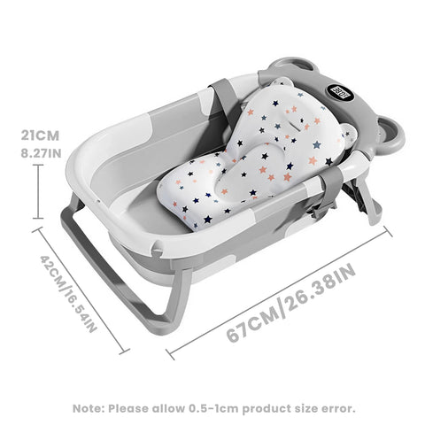 Portable Collapsible Baby Bathtub with Thermometer & Cushion