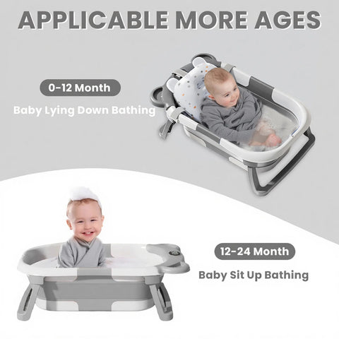 Portable Collapsible Baby Bathtub with Thermometer & Cushion