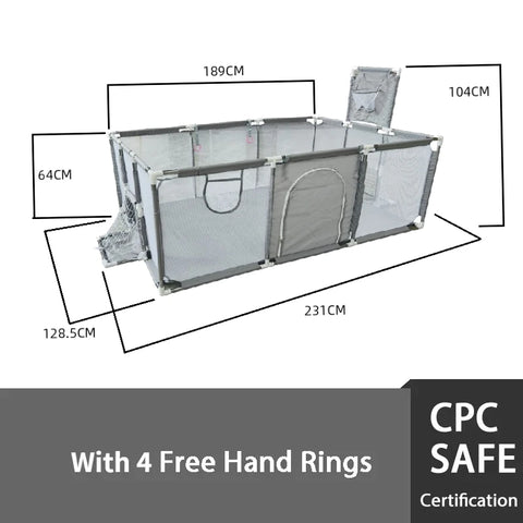 IMBABY Large Gray Baby Playpen Safety Activity Fence