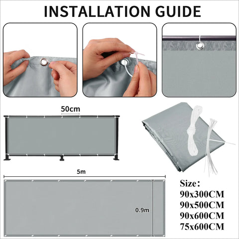 Waterproof Balcony Privacy Shade Cloth 95% UV Protection
