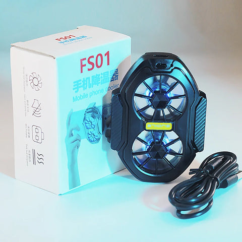 FS01 Dual Fan Rechargeable Phone Cooler with Game Button